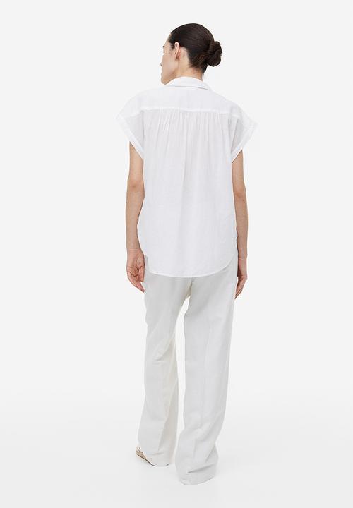 H&M - V-neck cotton blouse - white