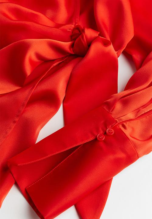 H&M - Satin wrap dress - red