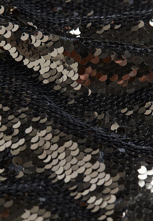 H&M - Sequined cropped top - dark grey