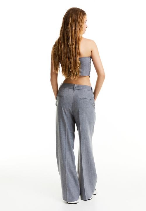 H&M - Tailored trousers - light grey marl/pinstriped