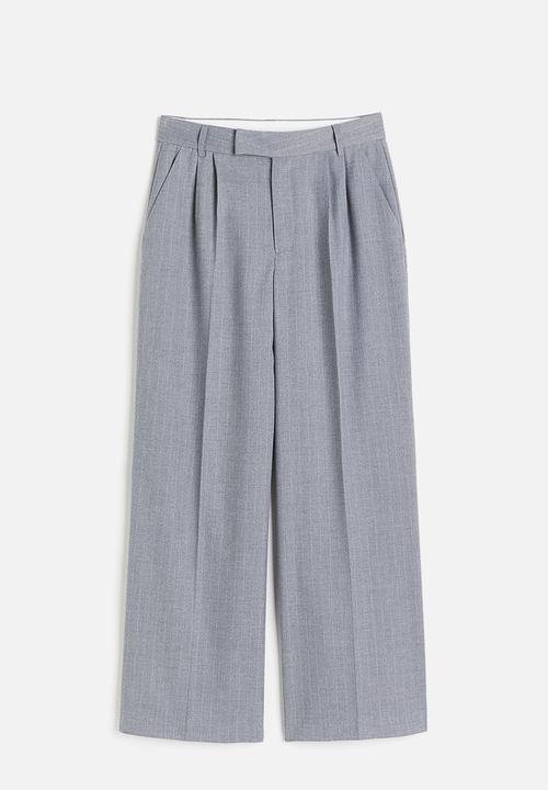 H&M - Tailored trousers - light grey marl/pinstriped