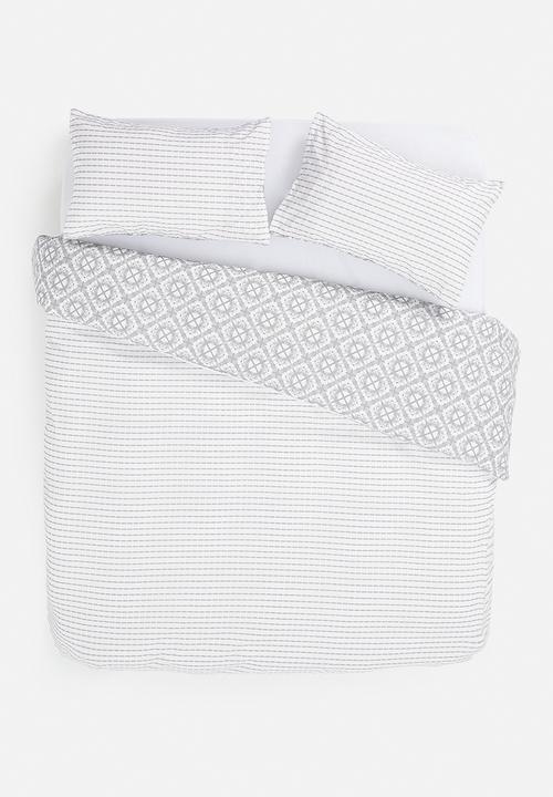 Sixth Floor - Abstract Geo Super Soft Duvet Set - grey