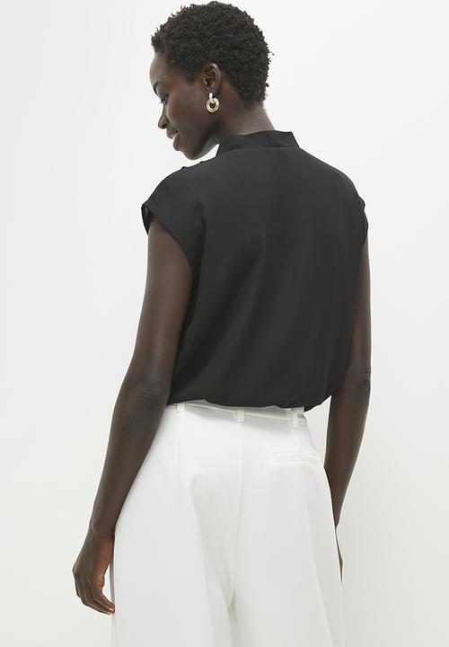 edit - Sleeveless wrap bodysuit - black