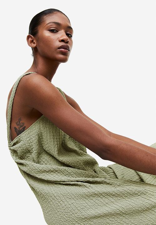 H&M - Textured jersey dress - sage green