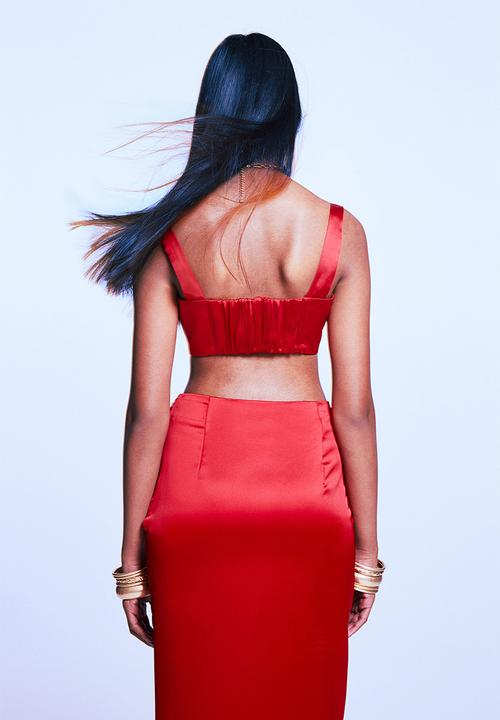 H&M - Square-neck crop top - red