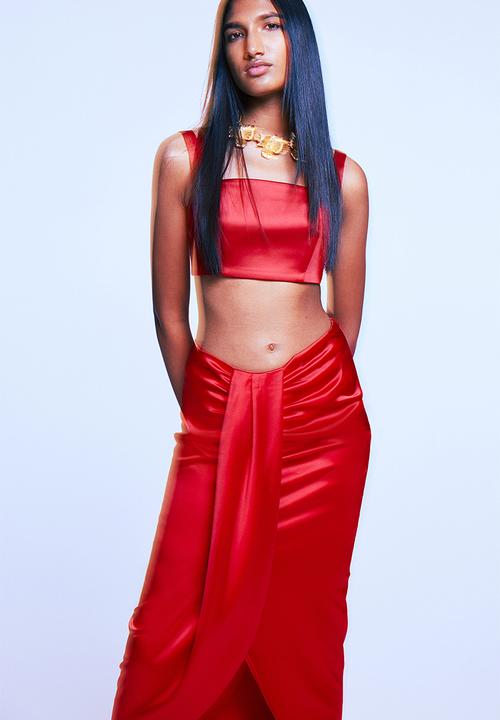 H&M - Square-neck crop top - red
