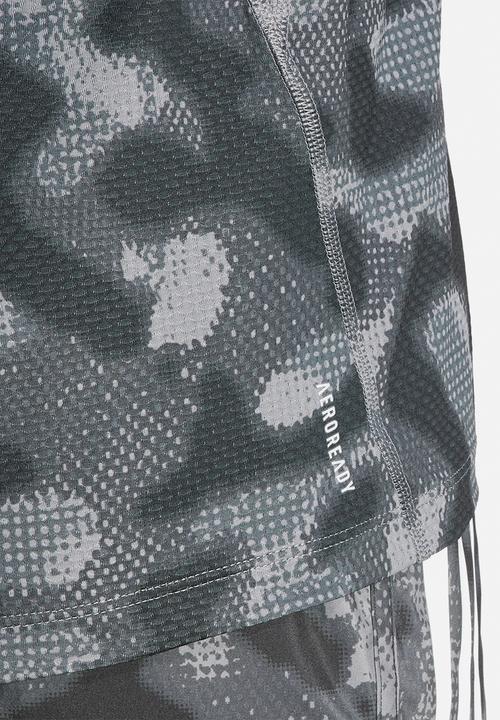 adidas Performance - Own the Run 3-Stripes allover print s/s tee - mid-grey