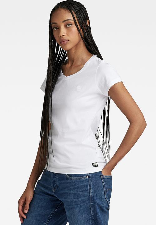 G-STAR - Eyben Slim V-Neck Top 2.0 Wmn - White