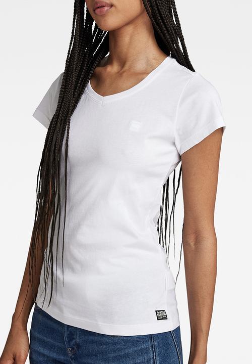G-STAR - Eyben Slim V-Neck Top 2.0 Wmn - White