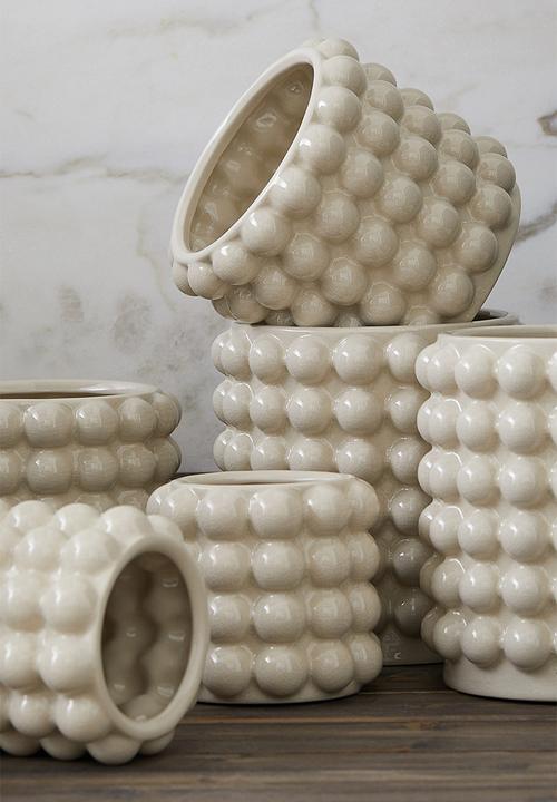 H&M - Small bubbled plant pot - white