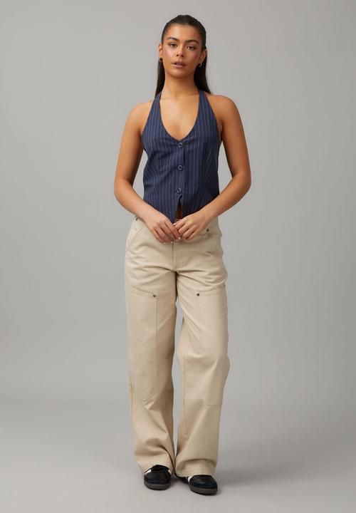 Factorie - Woven Halter Vest - Pinstripe