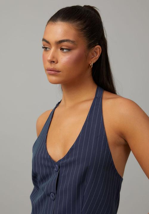 Factorie - Woven Halter Vest - Pinstripe