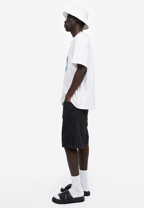 H&M - Relaxed fit printed T-shirt - white sit back and relax