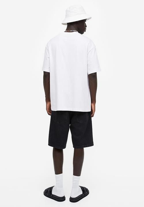 H&M - Relaxed fit printed T-shirt - white sit back and relax
