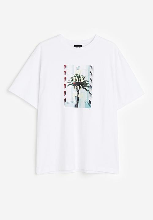 H&M - Relaxed fit printed T-shirt - white sit back and relax
