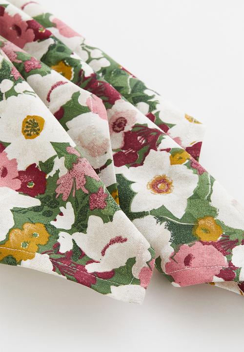 H&M - 2 Pack cotton napkins - green/floral