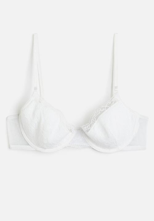 H&M - Padded underwired lace bra - white