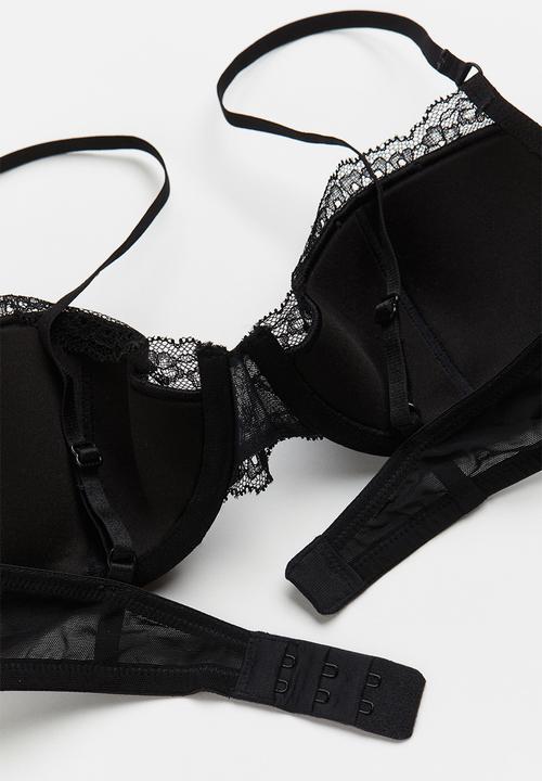 H&M - Padded underwired lace bra - black