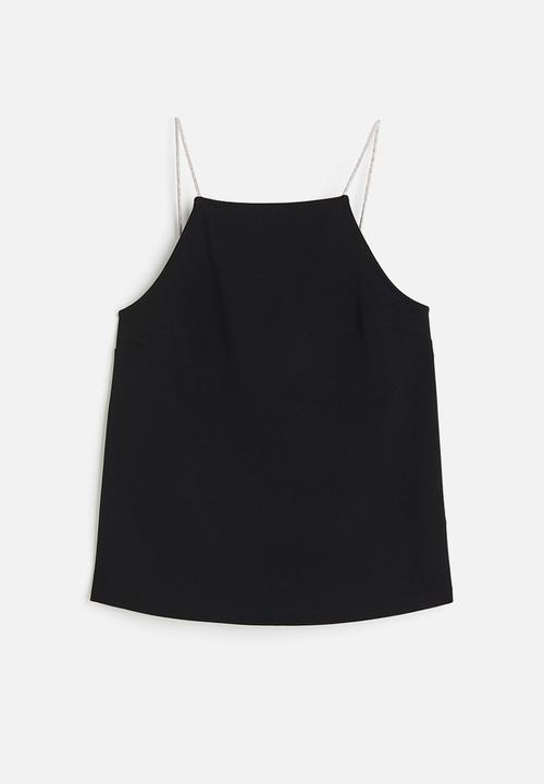 H&M - Strappy jersey top - black rhinestones