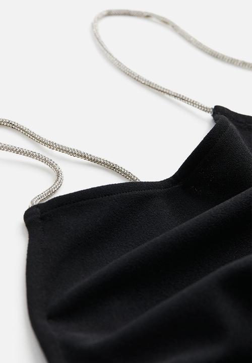 H&M - Strappy jersey top - black rhinestones