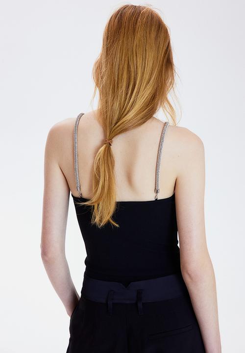 H&M - Rhinestone-strap body - black