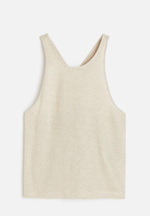 H&M - Linen-blend vest top - beige marl 