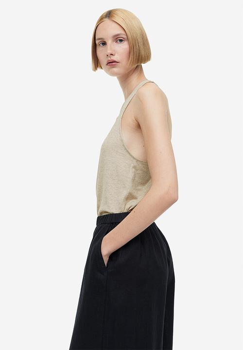 H&M - Linen-blend vest top - beige marl 