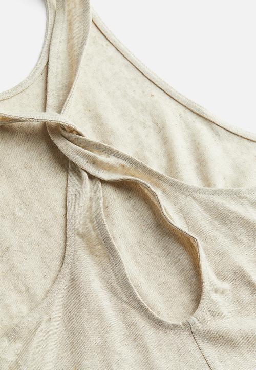 H&M - Linen-blend vest top - beige marl 
