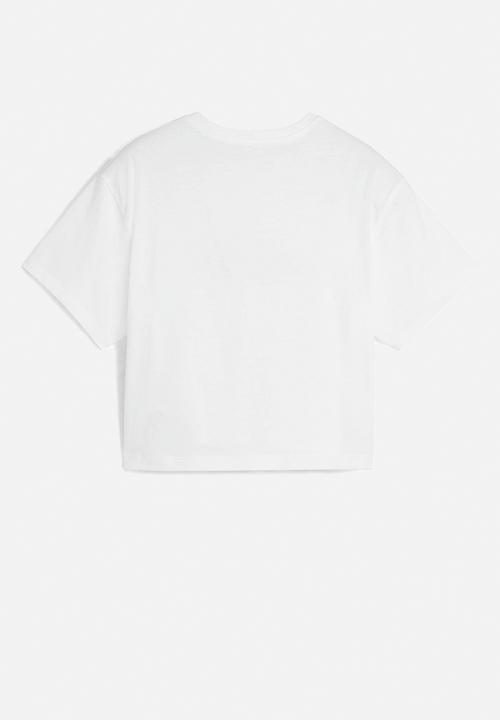 PUMA - Girls logo cropped tee - puma white print