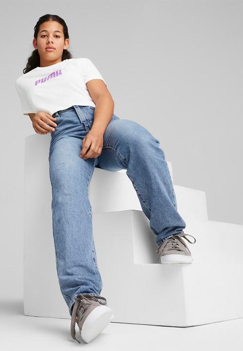 PUMA - Girls logo cropped tee - puma white print