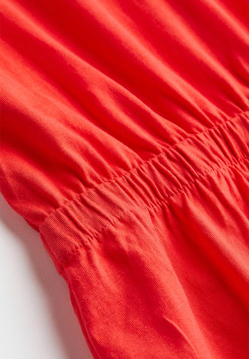 H&M - Smocked-waist jersey dress - red
