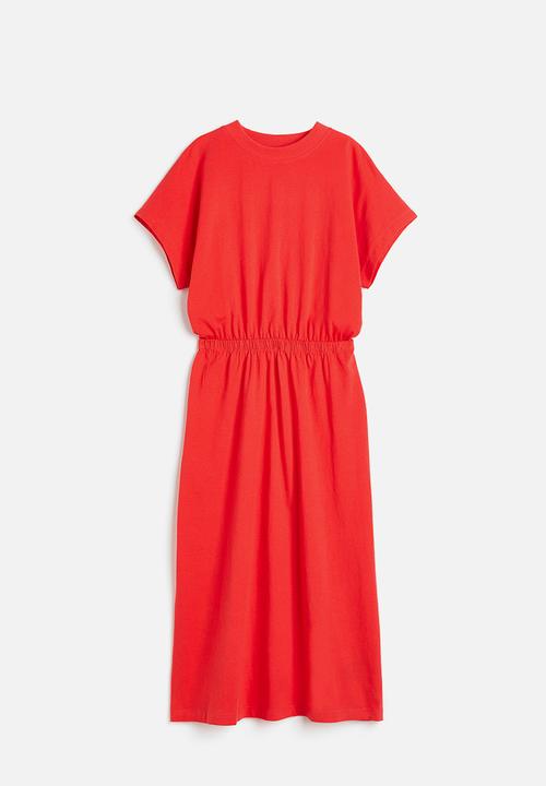 H&M - Smocked-waist jersey dress - red