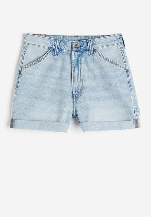 H&M - High-waisted cargo shorts - light denim blue