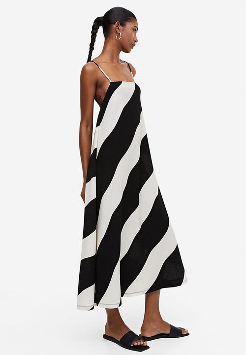 H&M - Textured strappy dress - black striped 