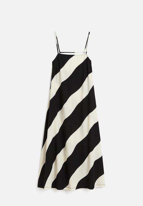 H&M - Textured strappy dress - black striped 