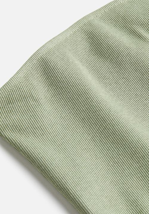 H&M - Ribbed bandeau dress - light khaki green