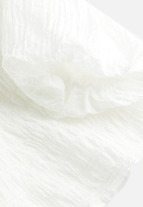 H&M - Smocked off-the-shoulder top - white