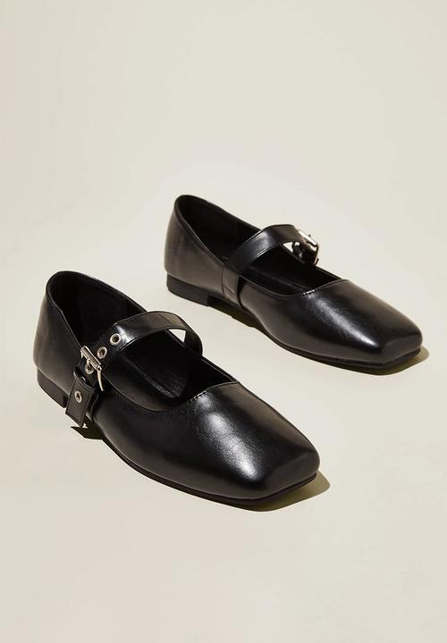 Cotton On - Gia square mary jane ballet - black vegan leather