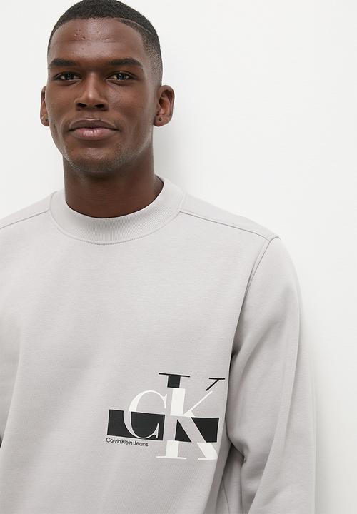 Calvin Klein - Glitched ck logo crew neck - porpoise