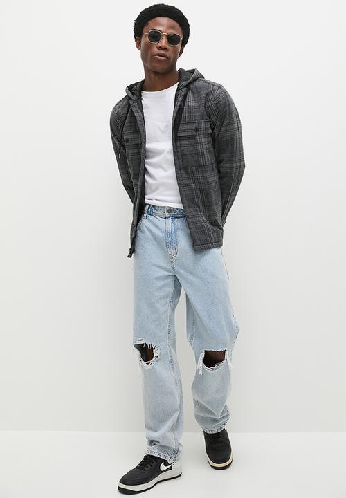 Only & Sons - Onszem ovr ls quilted hoodie shirt- medium grey melange