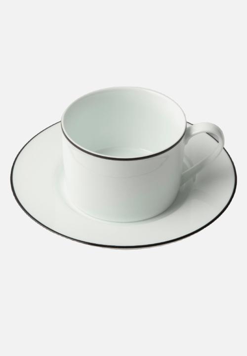 Jenna Clifford - Premium Porcelain Cup & Saucer With Black Line Set of 4