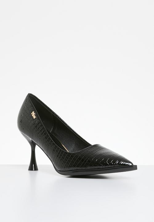 Plum - Charna mid heel court - black