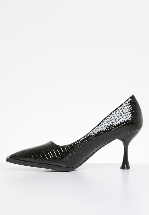 Plum - Charna mid heel court - black