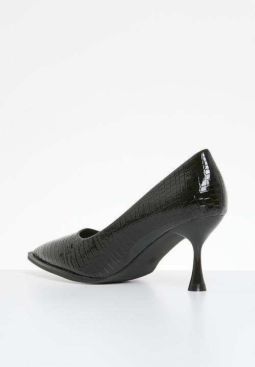 Plum - Charna mid heel court - black