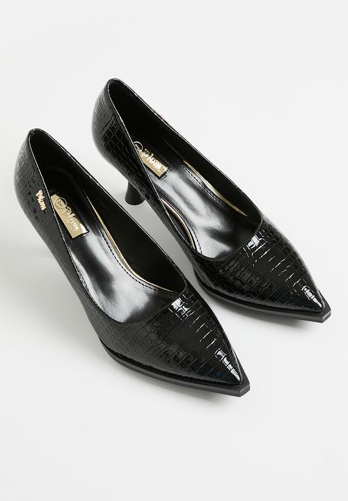 Plum - Charna mid heel court - black