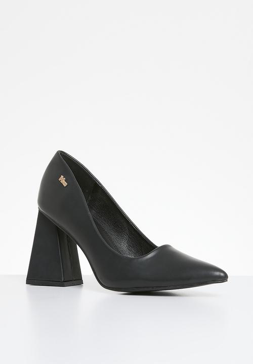 Plum - Destiny block heel court - black