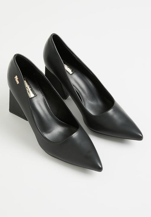 Plum - Destiny block heel court - black