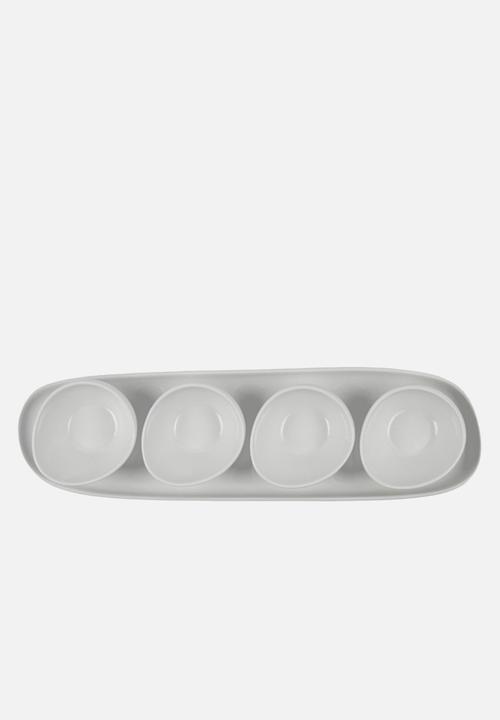 Omada - Irregular Plate with 4 Bowls White