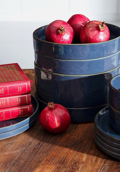Omada - Flat Stackable Stackable Dinner Plate Blue Set of 4