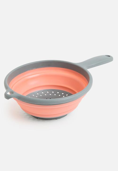 Excellent Houseware - Foldable strainer - coral & grey 